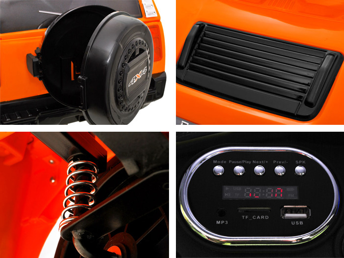 JOKO Elektrické autíčko HUMMER VELOCITY, penové kolesá, USB, MP3, RC, červené