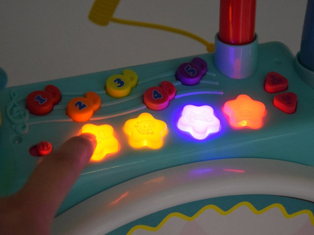 HOLA Toys Detské bicie interaktívne so zvukom a svetlom + stolička