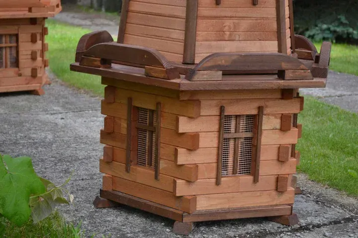 MKSTOR Drevený veterný mlyn záhradný otočný dekoračný 170cm, W72