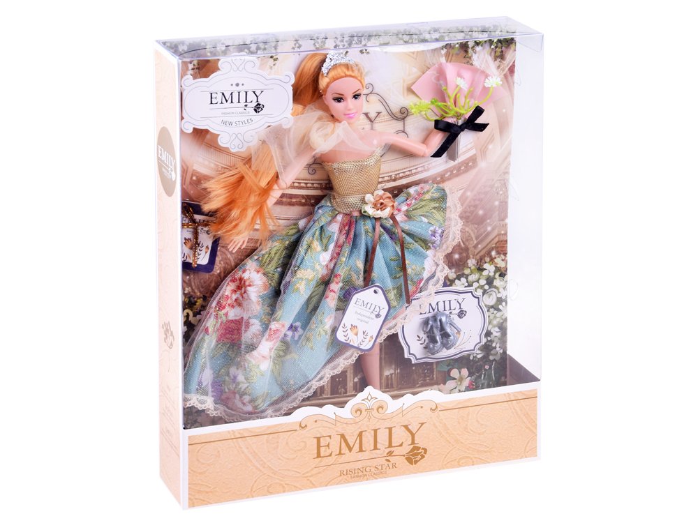 JOKO Emily Bábika s korunkpu v šatách na bál + kvety
