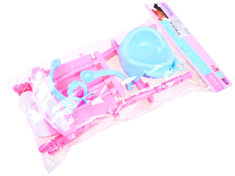 JOKO Detská stolička pre bábiky na jedenie 30cm + cumlík + nočník, ružová