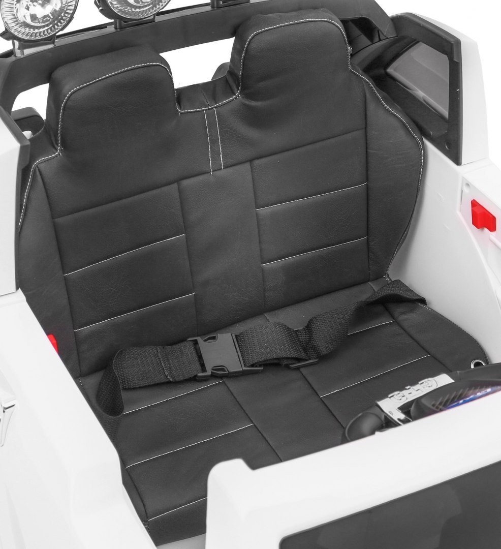 JOKO Elektrické autíčko LONG, penové kolesá, kožené sedadlo, odpružené, biele