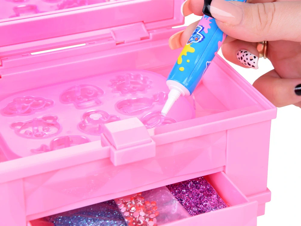 JOKO Kreatívna súprava na výrobu šperkov, príveskov s magickými gélmi + Ružová Truhlica s Magickým Svetlom