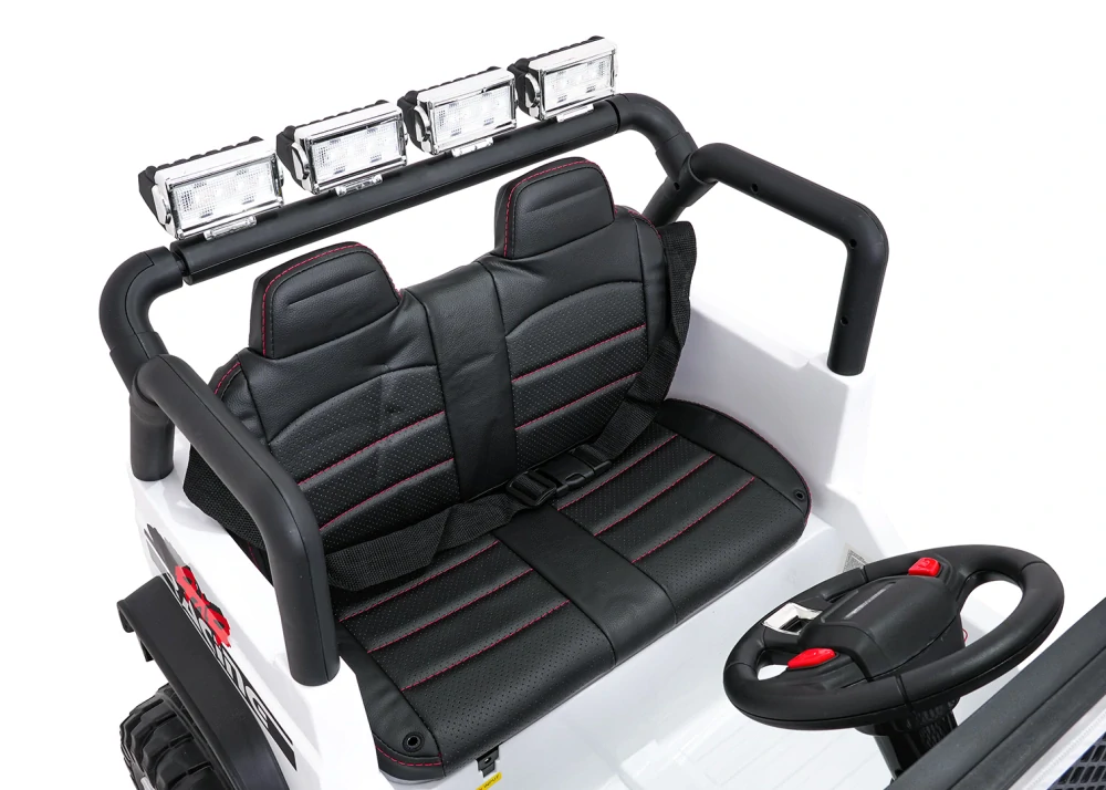 JOKO Elektrické autíčko Jeep BEAST 4x4, kožené sedadlo, penové kolesá, Funkcia Hojdania, Nosnosť 50kg, FM rádio, biele