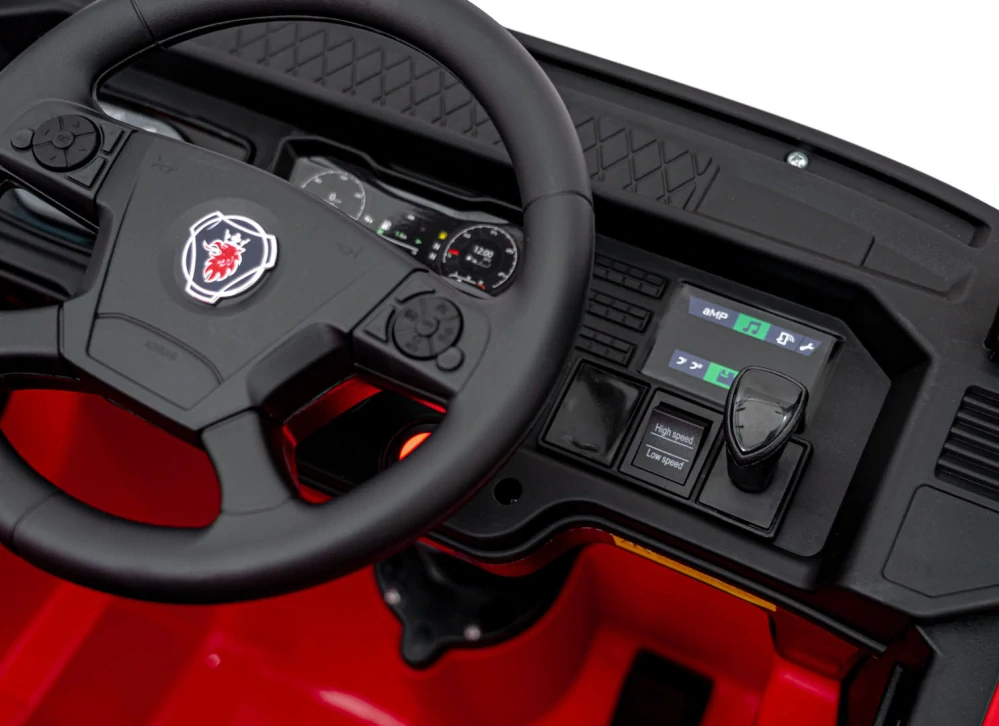 JOKO Elektrický Kamión Scania R-SERIE 4x4, kožené sedadlo, penové kolesá, nosnosť 40kg, červené