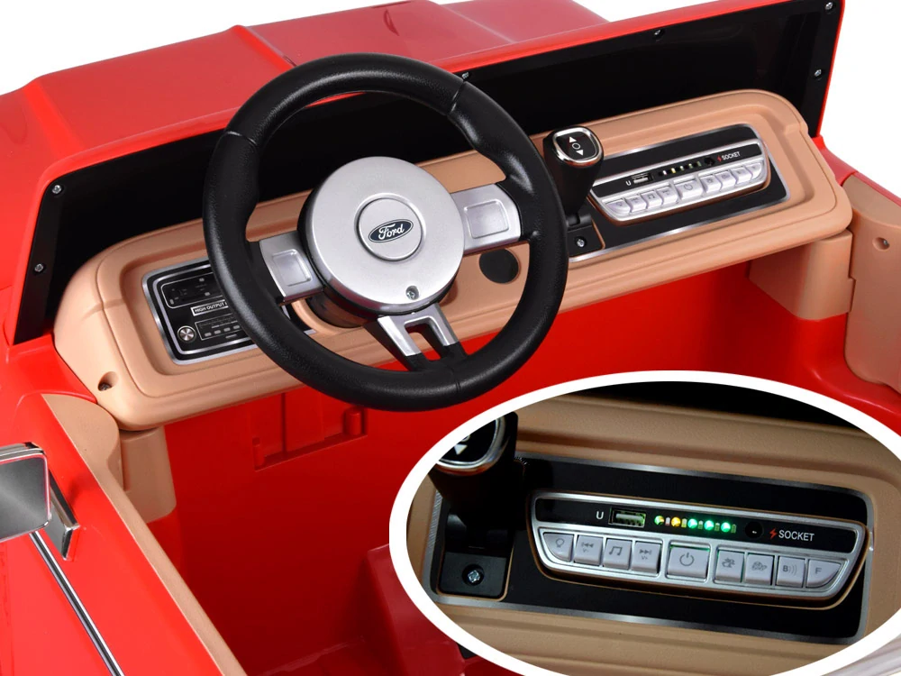 JOKO Elektrické autíčko Ford Bronco Pickup Classic 4X4 24V, Dvojmiestne kožené sedadlo, penové kolesá, FM rádio, nosnosť 60kg, červené