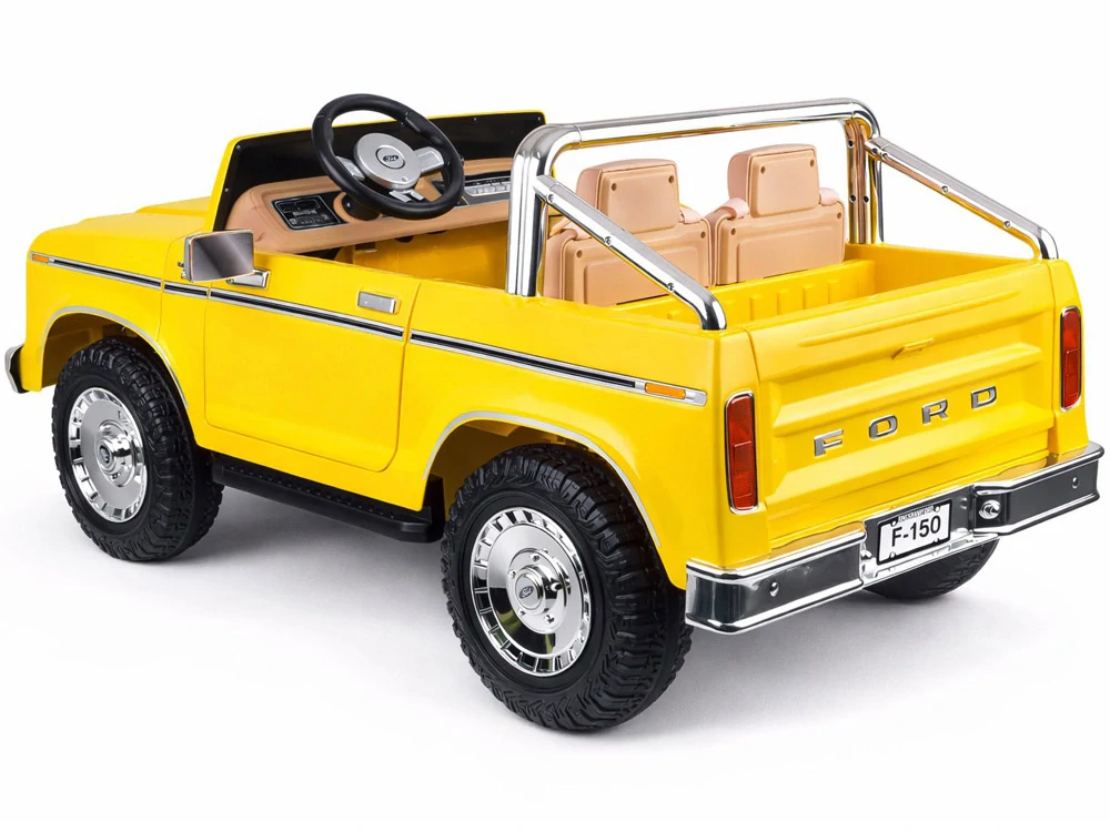 JOKO Elektrické autíčko Ford Bronco Pickup Classic 4X4 24V, Dvojmiestne kožené sedadlo, penové kolesá, FM rádio, nosnosť 60kg, žlté