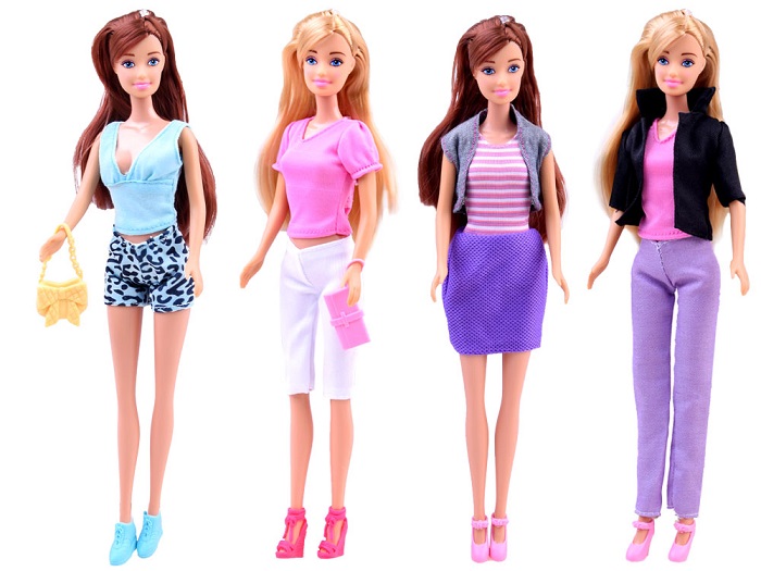 ANLILY Bábika + 5 druhov šiat + topánky + kabelky