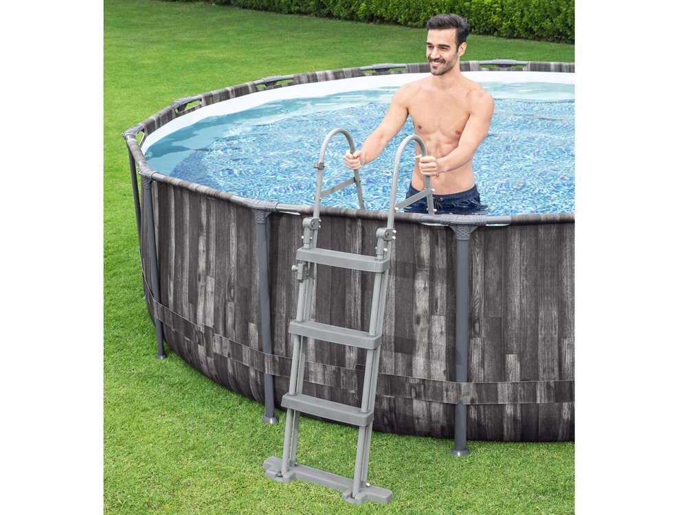 Bestway 5614Z Bazén s kovovu konštrukciou Steel Pro MAX WOOD 427x107cm + čerpadlo + plachta + rebrík, drevený dizajn