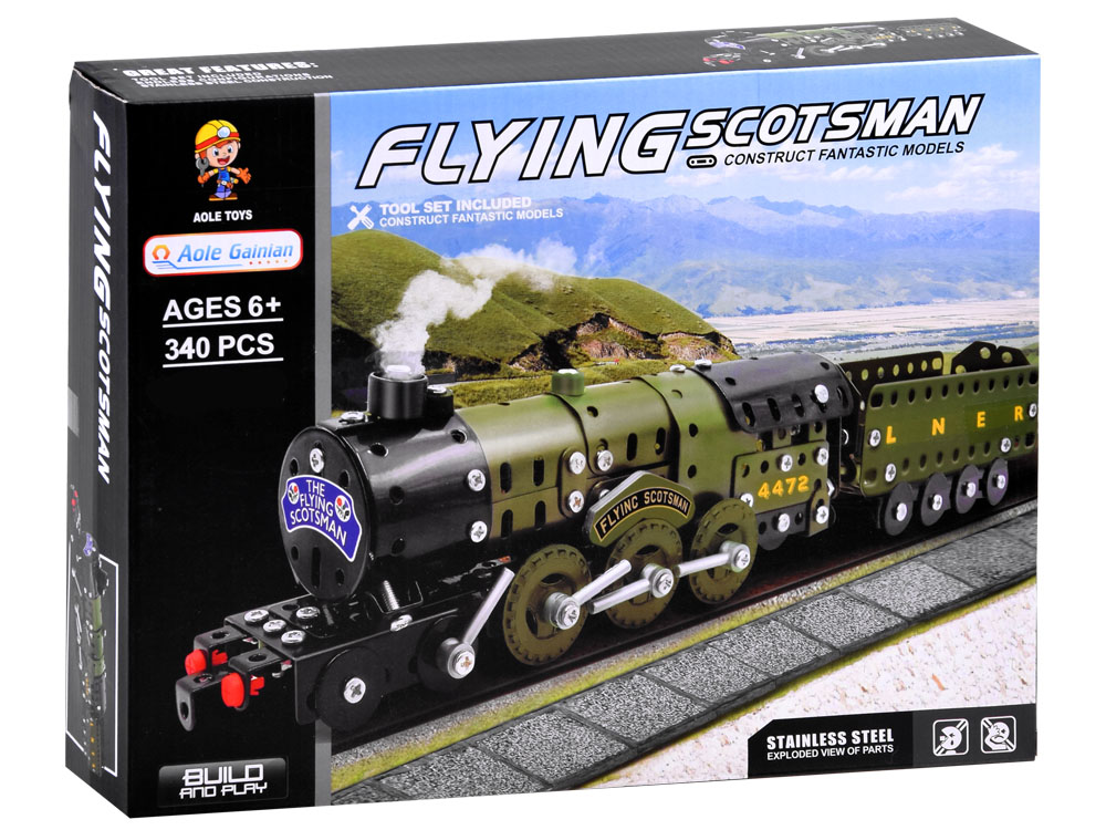 JOKO Konštrukčná Kovová stavebnica Lokomotíva Flying Scotsman s vagónom 340ks