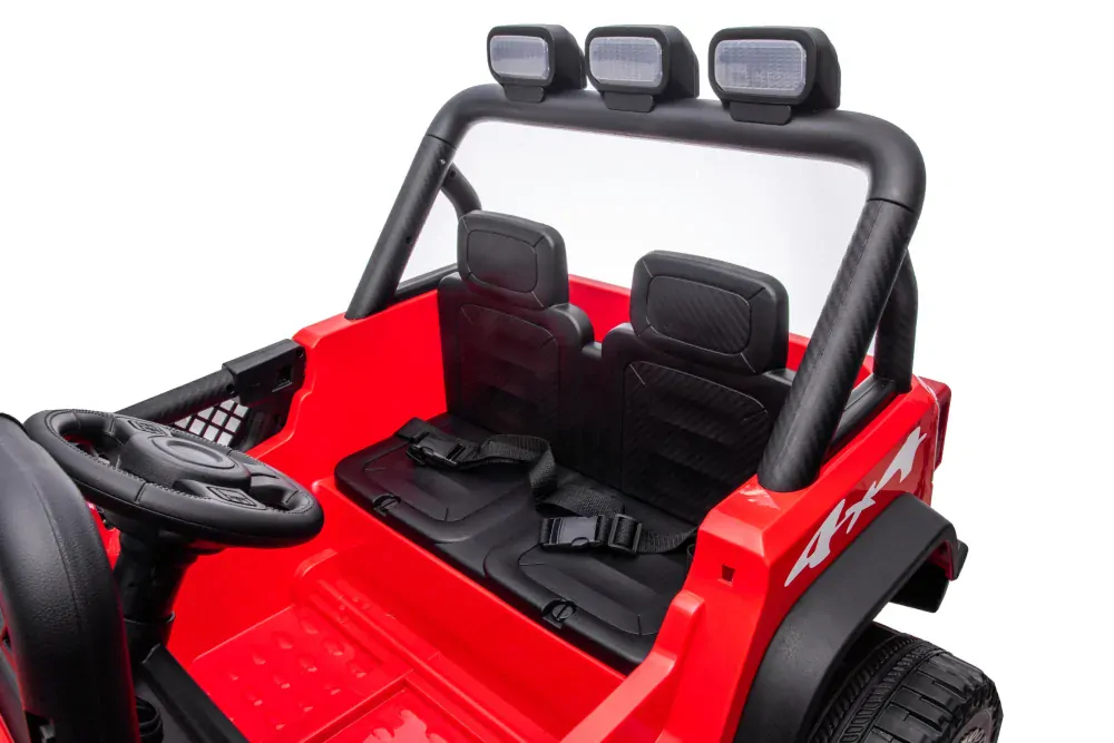 JOKO Elektrické autíčko Geoland Power, 2x200W 24V, penové kolesá, Dvojmiestne kožené sedadlo, nosnosť 50kg, FM rádio, čierne