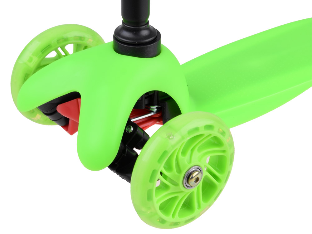 JOKO Detská Kolobežka Trojkolesková Scooter so svietiacimi kolesami, nosnosť 40kg, zelená