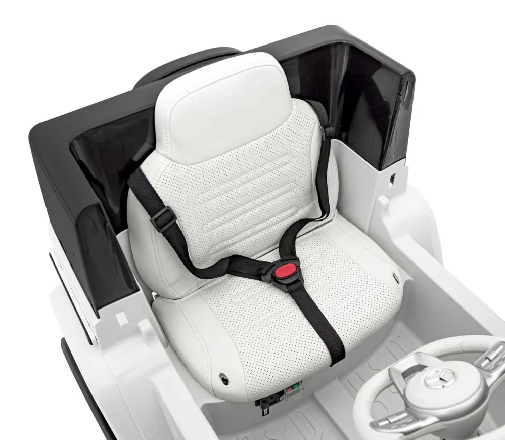 JOKO Elektrické Autíčko Mercedes Benz EQG 4x4, penové kolesá, kožené sedadlo, Prídavné LED svetlá, biele