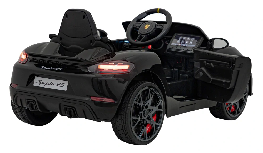 JOKO Elektrické autíčko Porsche 718, Kožené sedadlo, penové kolesá, FM rádio, čierne