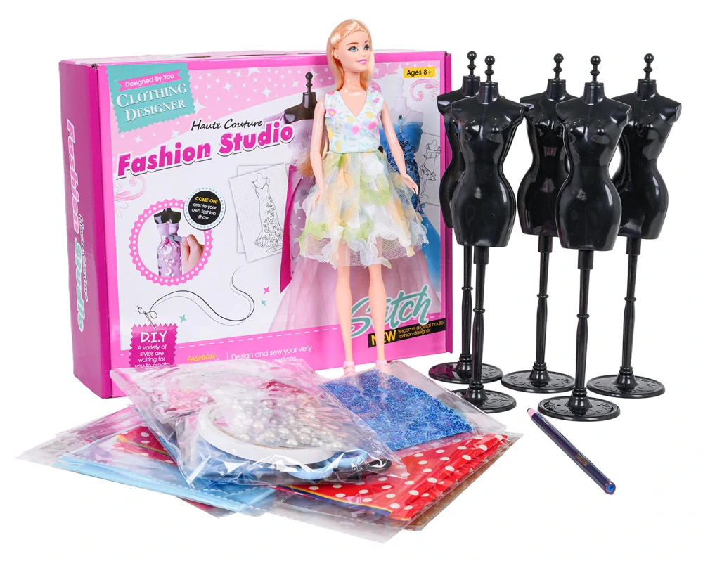 JOKO Sada Malej Módnej Návrhárky, krajčírky + bábika, nožnice, 5 figuríny