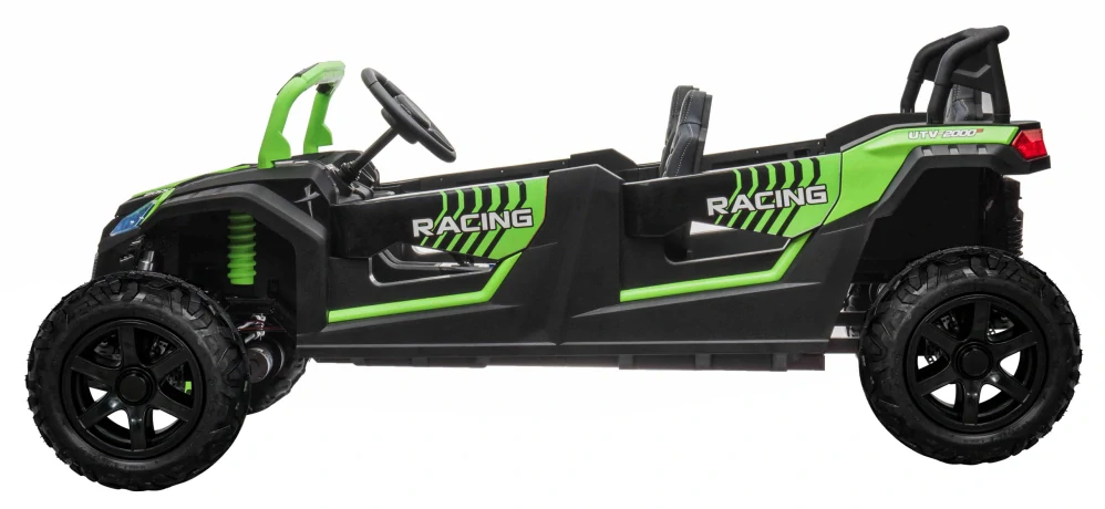 JOKO Elektrické autíčko Buggy ATV RACING UTV2000, 24V/15,6AH Li-ion batéria, Nosnosť 120kg, Nafukovacie kolesá, Kožené sedadlo, Pre 4 deti, zelené