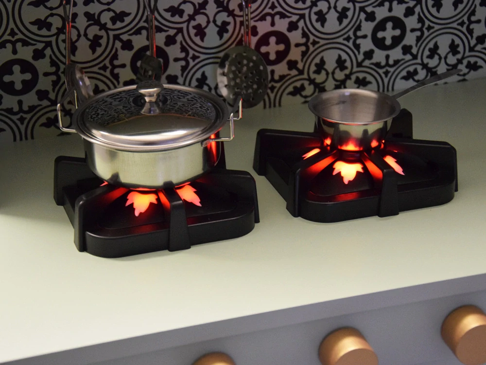 JOKO Veľká Detská Drevená Kuchynka 90cm so svetlom a zvukom + Detská kuchynská zástera, zelená mätová