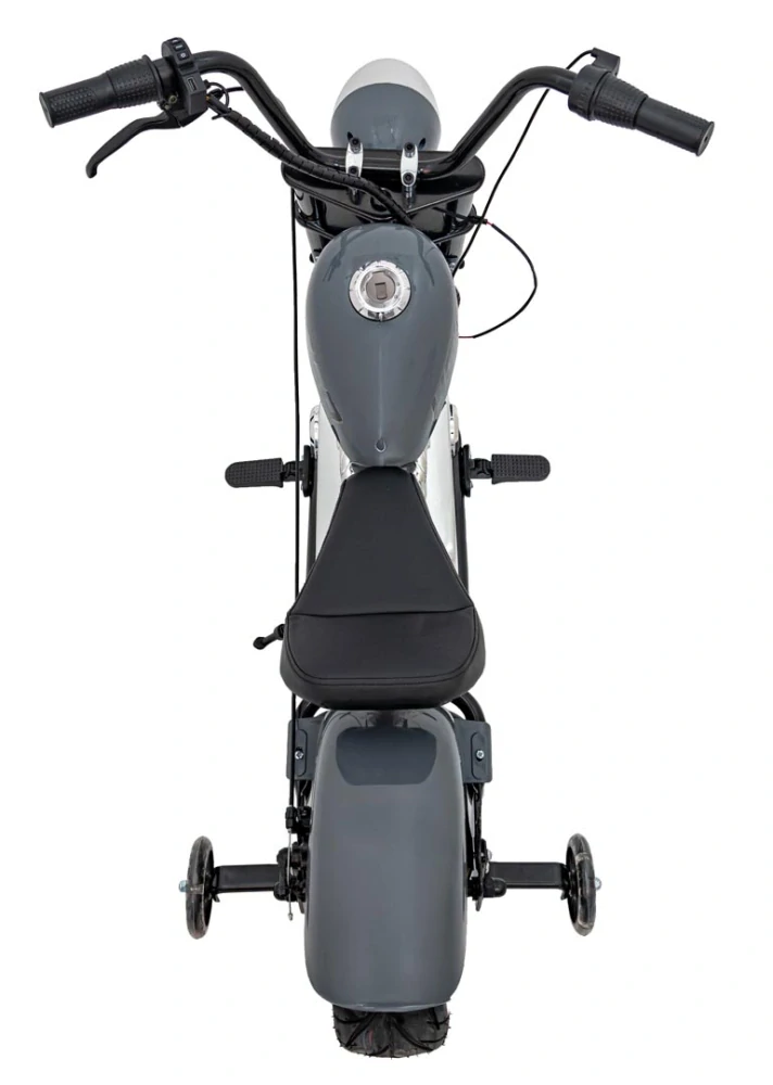 JOKO Elektrická Motorka Chopper Warrior 350W, 36V, nosnosť 80kg, Nafukovacie kolesá, kožené sedadlo, sivá