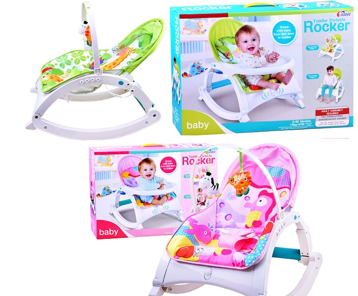 JOKO Lehátko pre deti, hojdacie kreslo, stolička na kŕmenie 3v1, zelené