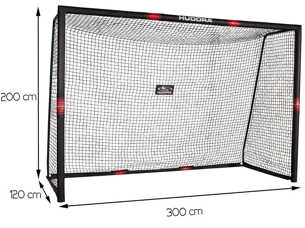 HUDORA Kovová Futbalová bránka Pro Tect 300 cm x 200 x 120 cm, čierno-červená