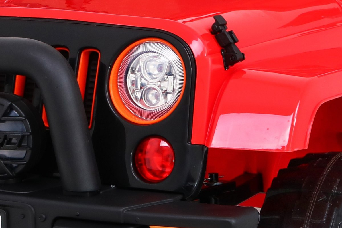JOKO Elektrické autíčko JEEP 4x4 Terénny, penové kolesá, kožené sedadlo, USB, MP3, diaľkové ovládanie, červené