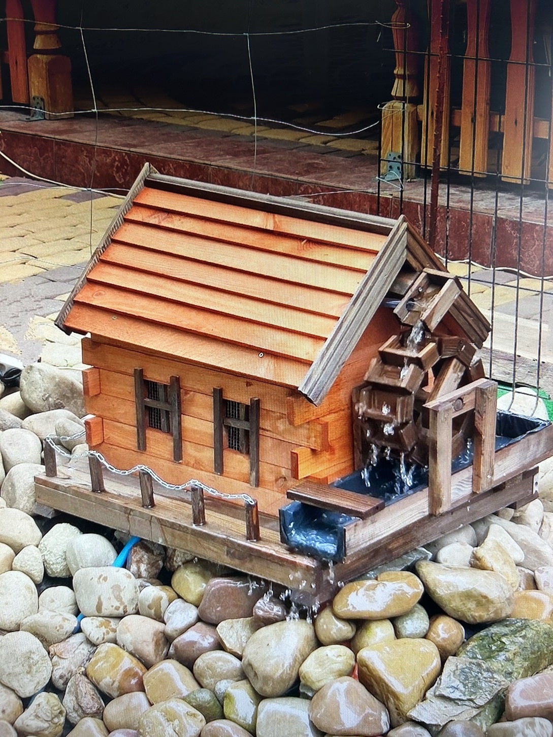 MKSTOR Drevený Vodný Mlyn na vodu 77cm, dekorácia do záhrady, masív, MW5