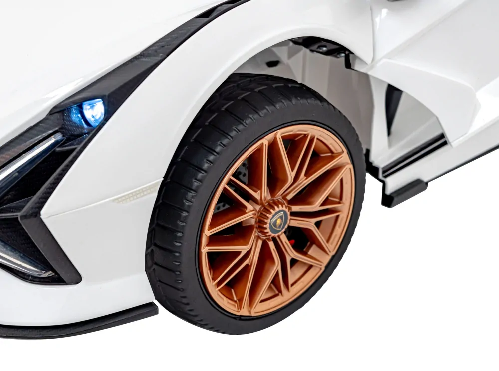 JOKO Elektrické Autíčko Lamborghini Sian 4x4, penové kolesá, kožené sedadlo, biele