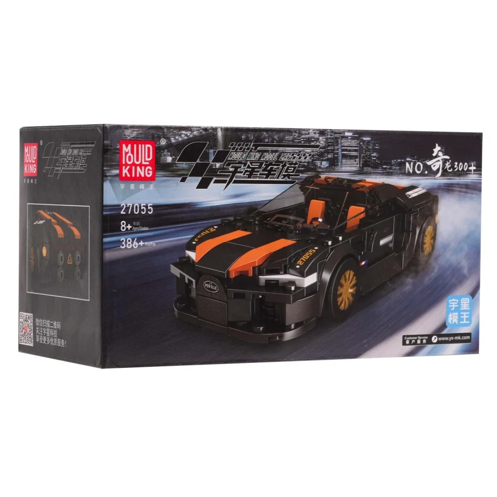 Mould King Technická Stavebnica Športové Auto 386ks + Vitrína, čierne