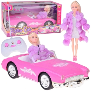 JOKO RC Auto Kabriolet Cadillac s Bábikou, na diaľkové ovládanie so svetlom a zvukom, ružové