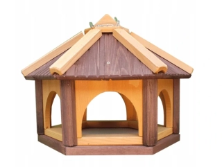 MKSTOR Drevené kŕmitko pre vtáky 45x40x35cm, hnedá