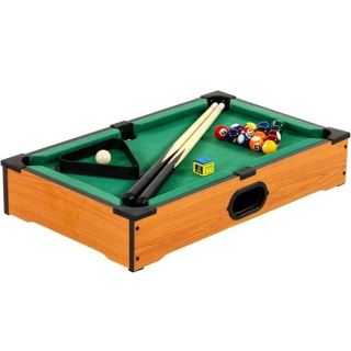 GAMES PLANET Drevený Biliardový stôl 51 cm x 31 x 9 cm + príslušenstvo, hnedý buk