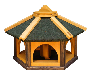 MKSTOR Drevené kŕmitko pre vtáky 50x35x46cm s Asfaltovou Lepenkou na streche, vtáčia búdka so zásobníkom jedla, zelená strecha