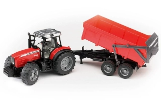 Bruder, Traktor Massey Ferguson 7480 s prívesom, 1:16